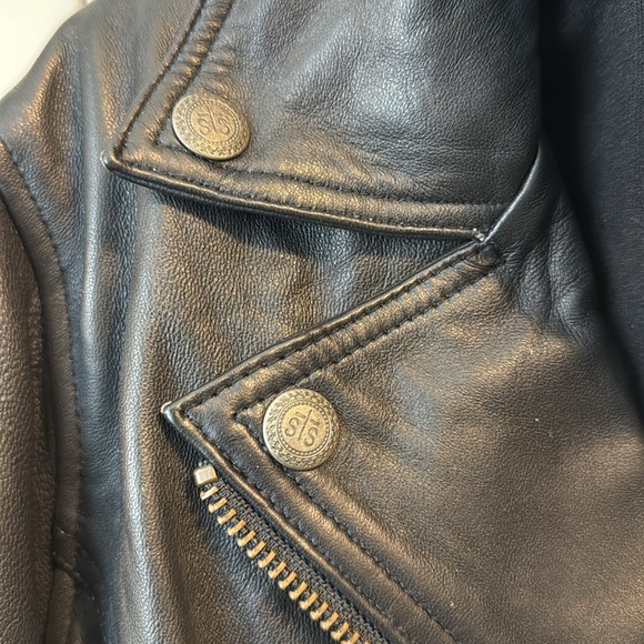 STS Ranchwear Black Leather Jacket w/ removable hooded inside jacket - Picture 2 of 5